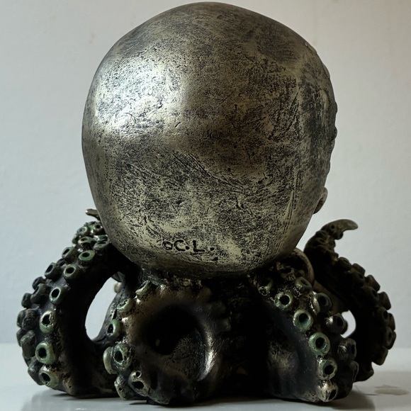 Octopus Skull Sculpture in Metallic Finish - Picture 3 of 16